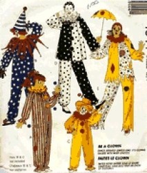 4944 2623  MCCALLS ADULT 5 CLOWN COSTUMES PATTERN SM, MED, LARGE